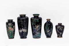 Japanese Meiji Silver Wire Cloisonn Enamel Vase with Chrysanthemums Inaba Co  - 4311876