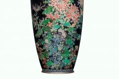 Japanese Meiji Silver Wire Cloisonn Enamel Vase with Chrysanthemums Inaba Co  - 4311878