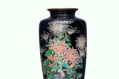 Japanese Meiji Silver Wire Cloisonn Enamel Vase with Chrysanthemums Inaba Co  - 4311879