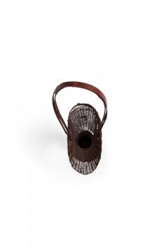 Japanese Mission Wicker Flower Basket Shaped Vase - 4520514