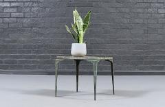 Japanese Modern Brass Murano Mosaic Tile Top Side Table - 4747309