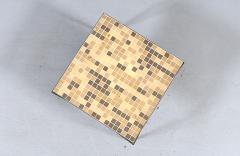 Japanese Modern Brass Murano Mosaic Tile Top Side Table - 4747311