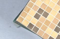 Japanese Modern Brass Murano Mosaic Tile Top Side Table - 4747312