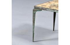 Japanese Modern Brass Murano Mosaic Tile Top Side Table - 4747314