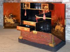 Japanese Red Lacquer Edo Period Samurai Cabinet Made for the Inaba Family - 506426