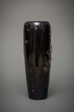 Japanese Shakudo Vase With Peonies - 4687658