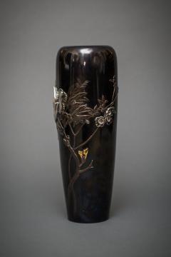 Japanese Shakudo Vase With Peonies - 4687659