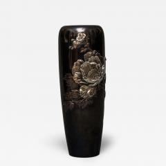 Japanese Shakudo Vase With Peonies - 4688729