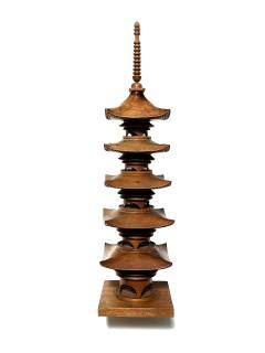 Japanese Showa Period Teak Model of a Pagoda - 4648220