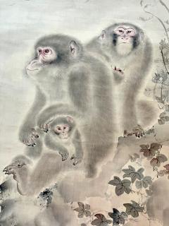 Japanese Silk Scroll Painting of Moneys Edo Period Mori Tetsuzan - 2118825