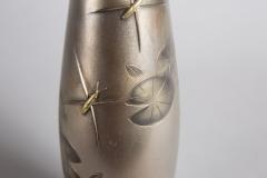 Japanese Silvered Bronze Bud Vase with Water Striders - 1336382