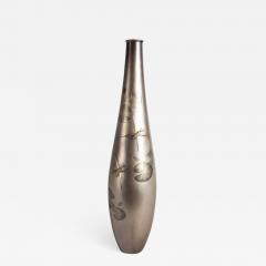 Japanese Silvered Bronze Bud Vase with Water Striders - 1338696