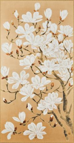 Japanese Single Panel Screen Blooming Magnolia Mokuren  - 3704897