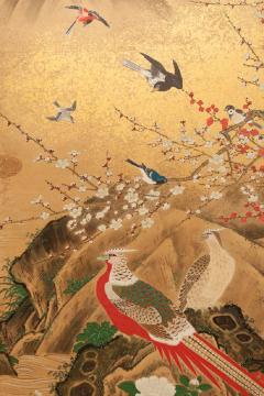 Japanese Six Panel Screen Animals and Flowers in a Landscape with Rising Sun - 1336412