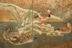 Japanese Six Panel Screen Audobon Landscape with Maple and Pine - 327596