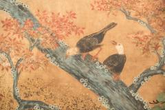 Japanese Six Panel Screen Audobon Landscape with Maple and Pine - 327598