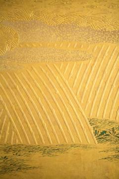 Japanese Six Panel Screen Bamboo Grove with Bird and Meandering Stream - 327642