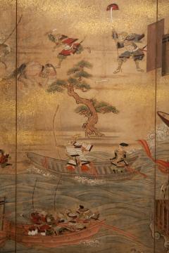 Japanese Six Panel Screen Battle of Yashima from the Heike Monogatari - 2528639