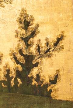 Japanese Six Panel Screen Cedar Landscape on Gold with Luminous Moon - 2696684