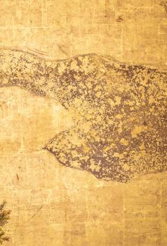 Japanese Six Panel Screen Cedar Landscape on Gold with Luminous Moon - 2696686