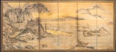 Japanese Six Panel Screen Chinese Coastal Landscape - 3457562