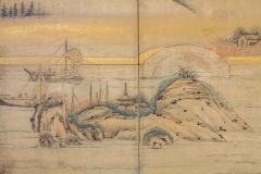 Japanese Six Panel Screen Chinese Coastal Landscape - 3457563