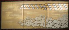 Japanese Six Panel Screen Chrysanthemum Pavilion - 2405599