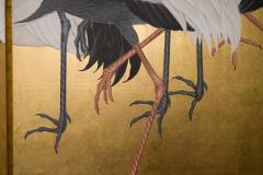 Japanese Six Panel Screen Dance of 50 Cranes on Gold Leaf - 3236726