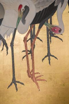 Japanese Six Panel Screen Dance of 50 Cranes on Gold Leaf - 3236731