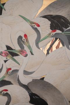 Japanese Six Panel Screen Dance of 50 Cranes on Gold Leaf - 3236749