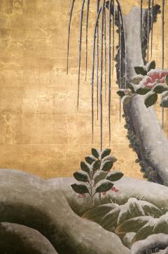 Japanese Six Panel Screen Egrets Under Willow - 3597855