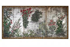 Japanese Six Panel Screen Garden Landscape on Silver - 2736304
