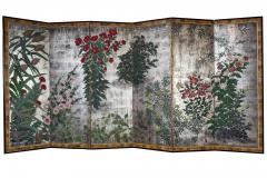 Japanese Six Panel Screen Garden Landscape on Silver - 2736313
