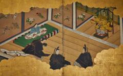 Japanese Six Panel Screen Genji Court Scenes from the Tale of Genji - 3219547