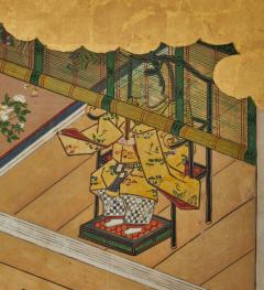 Japanese Six Panel Screen Genji Court Scenes from the Tale of Genji - 3219553