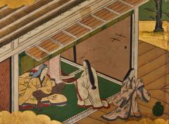 Japanese Six Panel Screen Genji Court Scenes from the Tale of Genji - 3219578