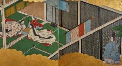 Japanese Six Panel Screen Genji Court Scenes from the Tale of Genji - 3219590