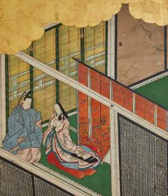 Japanese Six Panel Screen Genji Court Scenes from the Tale of Genji - 3219560