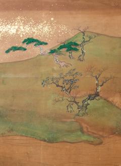Japanese Six Panel Screen Glorious Painting of Lady Murasaki on Lake Biwa - 1662920