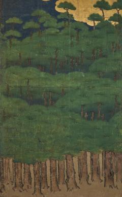 Japanese Six Panel Screen Hamamatsu Pine Tree Island  - 4340590