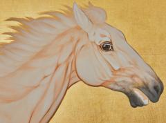 Japanese Six Panel Screen Horses on Gold Leaf - 3277615