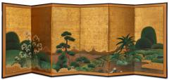 Japanese Six Panel Screen Japanese Manicured Garden Landscape - 3472855