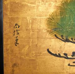 Japanese Six Panel Screen Kano School Venerable Old Pine - 3351812