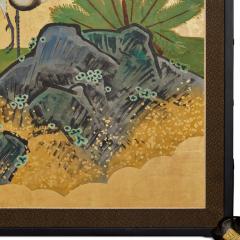 Japanese Six Panel Screen Manchurian Cranes and Pines on Gold - 3145897
