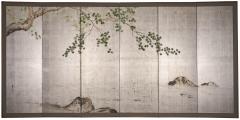 Japanese Six Panel Screen Maple Over Water - 4327432