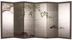 Japanese Six Panel Screen Maple Over Water - 4327454