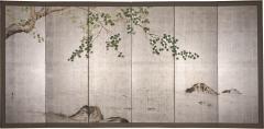 Japanese Six Panel Screen Maple Over Water - 4327693