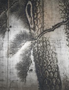 Japanese Six Panel Screen Massive Pine - 4340556