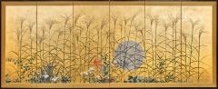 Japanese Six Panel Screen Moon Over the Plains of Musashino on Gold Leaf - 351432