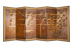 Japanese Six Panel Screen Morning Glories on a Bamboo Arbor - 2729157